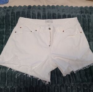 White Distressed Abercrombie Denim Shorts